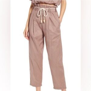 Cleobella Kali Cotton Paperbag Waist Pant Mauve Small Pull-On Cropped Resortwear